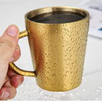 Taza De Acero Inoxidable 300ml Con Mano Para Bebidas Y Café Doble Capa Para Hogar Y Comedor Tazas De Cerveza Dorado Y Plata - details 2