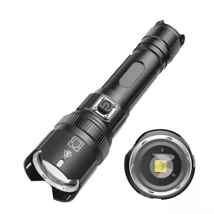 Linterna potente XHP160+COBLED con luz roja y blanca Linterna potente XHP70USB con luz lateral y carga - 1