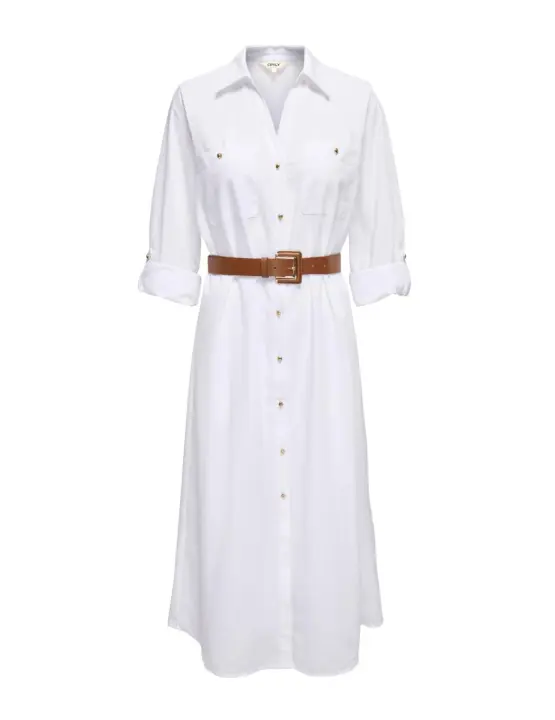 Vestido camisero Only Willoe blanco midi para mujer - 1