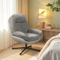 HOMCOM Sillón Giratorio Moderno, Butaca de Salón con Base Cruz, Tapizado en Chenilla y Cuero PU, Asiento Ancho Doble, Patas de Acero y Reposabrazos, Sillón Relax para Sala de Estar, Dormitorio, Gris - details 3
