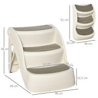 PawHut Escalera para Perros de 3 Peldaños Plegable Escalón de Plástica para Mascotas con Alfombras Antideslizantes para Cama Sofá Carga 15 kg 49x38x38 cm - details 2