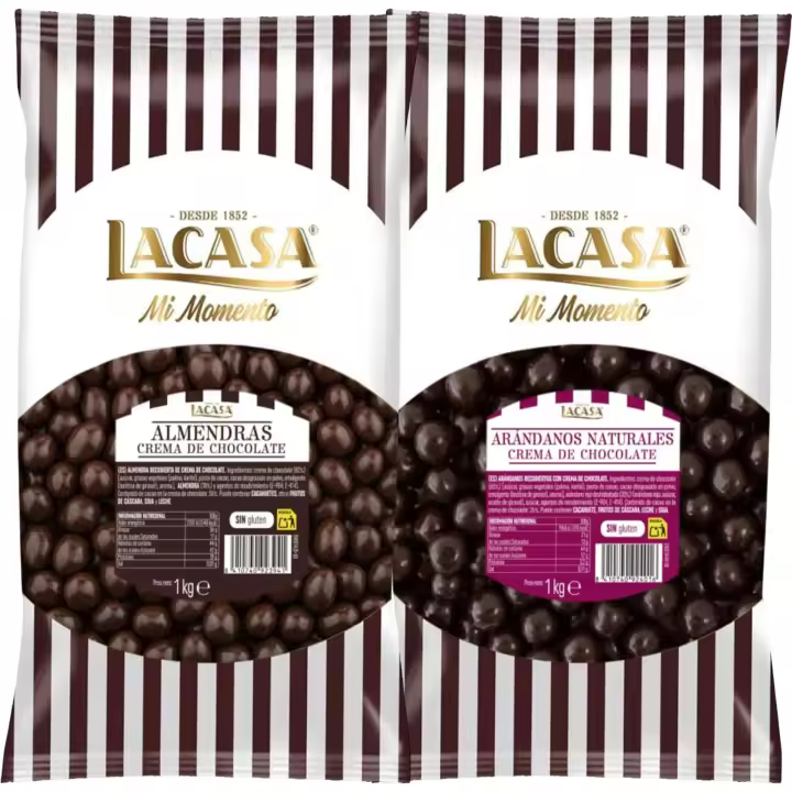 Lacasa Mi momento Pack 2 kg: deliciosas bolas de  Almendra con chocolate Negro y Arándanos con chocolate Negro - 1