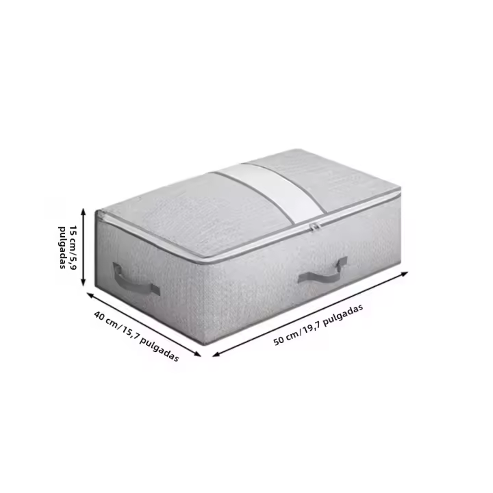 Nueva Bolsa De Almacenamiento Gris Grande Portátil Con Cierre De Doble Cara Y Ventana Transparente Para Organizar El Sótano Del Cama - 1