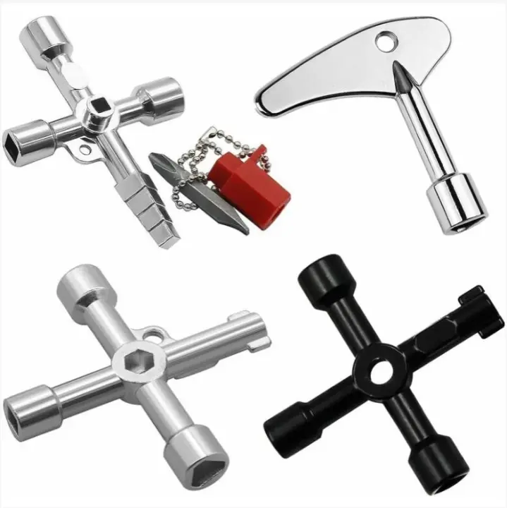 Ways Llave Multifunction 4 Piezas Llave Triangular Llave de Interruptor de Grifo Llave Cruzada Universal para Contadores de Agua Radiadores Mediadores de Gas Ascensores Caja Eléctrica SSITO - 1