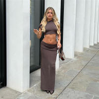 Conjunto De Dos Piezas Verano Vestido Bandage Bodycon Para Mujer Y2K Streetwear Top Corto Y Falda Larga Maxi Conjunto a Juego - details 4