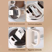 Taza De Café Aislada De Acero Inoxidable 304 Con Tapabocas Y Pajita Taza De Té Con Infusor Para Bebidas Como Agua Leche Jugo Y Café Para Uso Doméstico - details 7