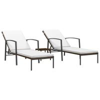 vidaXL Tumbonas con mesita 2 unidades ratán sintético Marrón, Negro, Gris Sillas de Exterior Ideal para jardín, playa, piscina, terraza Tumbona Piscina Tumbonas Playa Tumbonas Jardín Exterior - details 0