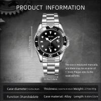 Reloj De Hombre De Lujo En Acero Inoxidable Plata Resistente Al Agua Con Bisel Rotativo Luminoso Y Marcas Arábigas Estilo Casual - details 4
