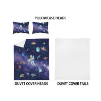 Juego De Cama 3 Piezas Estilo Espacial Con Patrón De Astronauta Y Cielo Estrellado Funda De Edredón Y 2 Fundas De Almohada Poliéster Cómodo Set De Cama - details 11