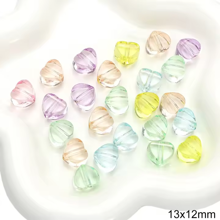 20Pcs Bolas De Acrílico Transparentes Y Liso En Colores Variados Corazón Y Flor Para DIY Producción De Pulseras Y Accesorios - 1
