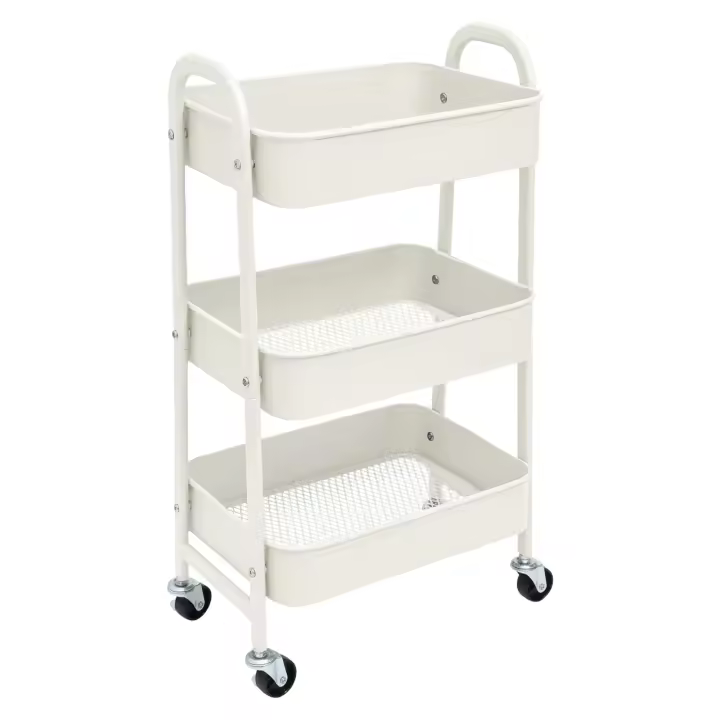 Carrito Metalico with Ruedas 3 Leveles Carro Rodante Carro Organizador para Dormitorio Baño Oficina Carro de Almacenamiento Carrito Auxiliar with Rueda, carrito de Cocina or Multipurpose de Tres nivel with Rueda (FRUTA-002 1690 2090) - 1