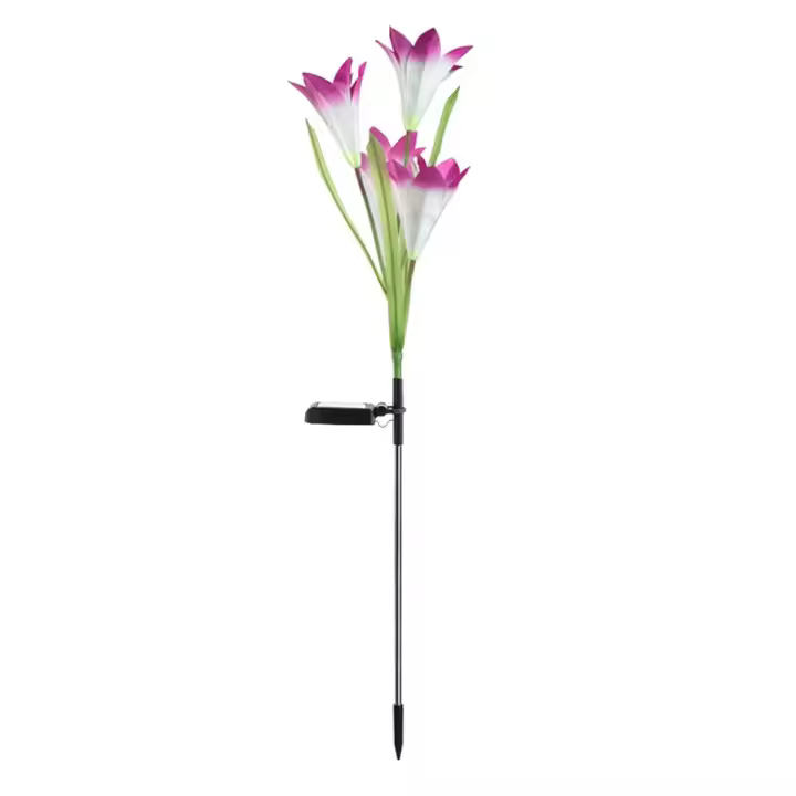 Luz Solar LED Para Camino De Flores Lirio Luz De Valla Exterior Impermeable Cambio De Color Para Jardín Patio Decoración Moderna - 1