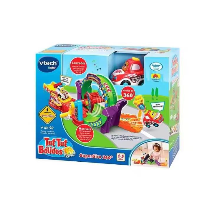 Tut Tut Bólidos Interactivo Vtech - Super Giro 360º - Figuras de Acción Militar - Desarrollo Motor - 1