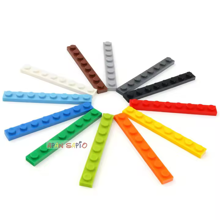 Bloques De Construcción DIY 60pcs Figuras Delgadas 1x8 Dots 12 Colores Educativos Creativos Tamaño Compatible Con Juguetes 3460 Para Niños - 1
