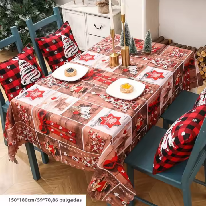 Mantel Rectangular De Navidad Impermeable Para Mesa De Comedor Decoración De Fiesta Del Año Nuevo Estilo Jacquard Tamaño Multi - 1