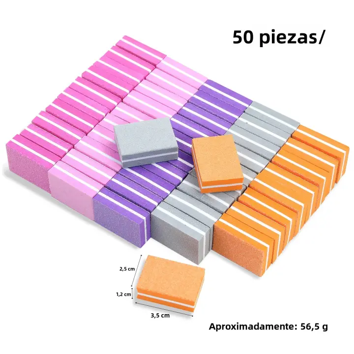 50pcs Bloque De Archos Para Uñas Doble Cara Mini Herramientas De Cuidado De Uñas De Acrílico Para Pulido Y Esmalte - 1