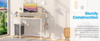 Escritorio de Ordenador con Soporte de Monitor, Escritorio de Oficina con Estantes de Almacenamiento Ajustables, Pequeño Escritorio Reversible para el Estudio, Beige - details 0
