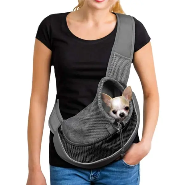 Bolsa portátil para perros Bolsa transpirable de malla para perros y gatos Cachorro de mascotas Bolsa de hombro Bolsa de viaje ajustable para mascotas pequeñas Perro, S - 1