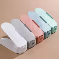 Organizador De Zapatos Ajustable 10Pcs Rack Doble Estante Ahorrador De Espacio Para Armario Herramienta De Ordenación De Zapatos PP Material - details 0
