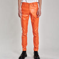 Pantalones De Cuero Para Hombre Ajustados Con Stretch Moda PU Para Fiestas Y Baile Cierre De Cremallera Estilo Chic - details 0
