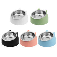 Tazón De Alimentos Para Mascotas De Acero Inoxidable Resistente Al Caídas Con Boca Oblicua Protege La Columna Vertebral Del Cuello Para Gatos Y Perros Durable Y Limpieza Fácil - details 0