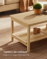 Mesa de centro Boho de 2 niveles con estante ratán, Esquinas redondeadas, Beige roble - details 4