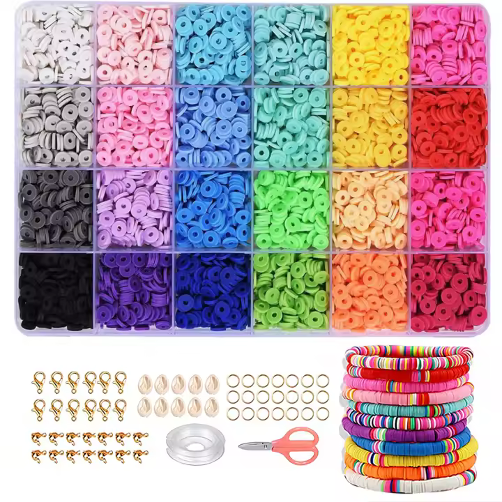 Kit De Hacer Pulseras De Arcilla Polimérica 2400PCS Con Varias Combinaciones Y Hebilla De Concha Y Cierre De Langosta - 1