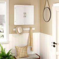 Armario de pared blanco mate para baño estilo escandinavo, con 2 puertas y estantes ajustables - 60x18x60 cm - details 1