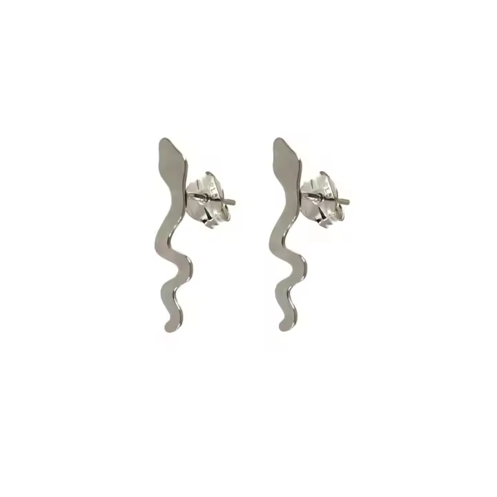 Inmaculada Romero Pendiente Plata Ley 925m Trepador 20 Mm Serpiente Presión Mujer Joyería Diamante - 1