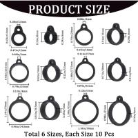 Kit De Anillos De Silicona Ajustables 60 Piezas En 6 Tamaños Anti-Perdidos Negro Soporte Para Collar Lanyard Reemplazo De Colgante Para Automóvil - details 1