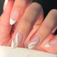 Uñas Postizas Francesas Cortas 24 PCs Con 1 Jelly Y 1 Archivo De Uñas Material ABS Estilo Diverso Sin Químicos De Alta Importancia - details 12