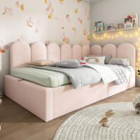 Sofá Cama Infantil 90x190 cm Rosa Terciopelo-Alojamiento Hidráulico with Facil Apertura, Base de Listones Metálicos Robustos (Sin Colchón) - details 1