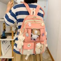Mochila Kawaii Para Mujer 5pcs Estilo Coreano Lindo Para Estudiantes Niñas Sets De Mochilas Escolares De Lona Con Cierre De Cremallera - details 2