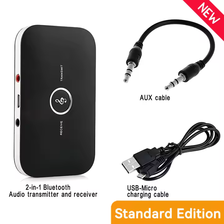 Transmisor y receptor de Audio B6 2 en 1 con Bluetooth 5,3, 3,5mm, AUX + RCA, batería de 600mAh, adaptador inalámbrico para coche, PC, TV, auriculares - 1