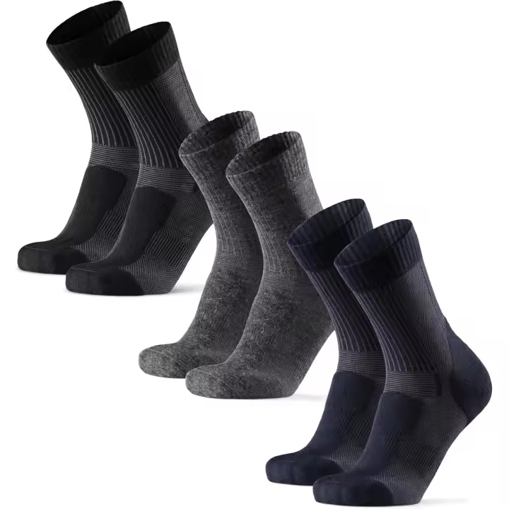 Calcetines Antiampollas Senderismo de Lana Merino de Caña Corte, Unisex, Pack de 3-Calcetines Senderismo Hombre y Mujer, Trekking - 1