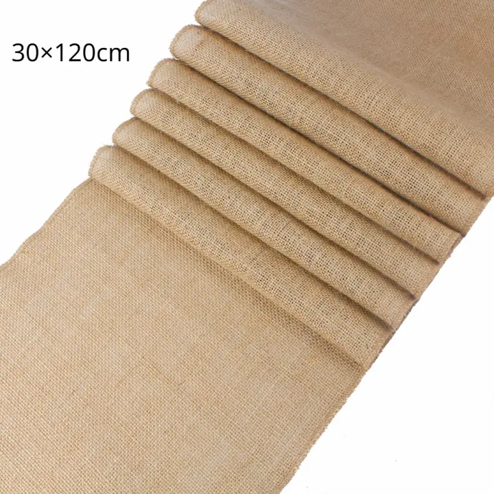 Corredor De Mesa De Lino Jute Vintage Natural 30cm X 1000cm Para Decoración De Boda Y Fiesta Rural En Color Caqui Paño De Silla De Paisaje - 1