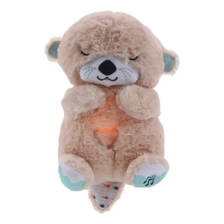 Oso De Peluche Para Bebé Con Música Y Luz Companion De Sueño Suave Otters Soothing Regalo Para Niños Y Niñas Relleno De Algodón PP - 1