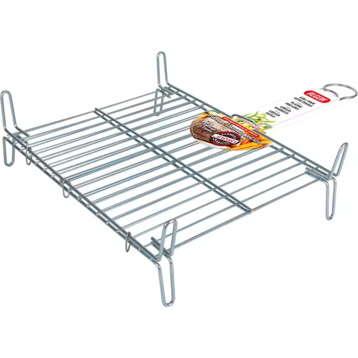 Algon - Parrilla Barbacoa Doble Zincada 35x40cm - Resistente y Duradera - Fácil de Limpiar - Versátil para Exteriores - Portátil y Compacta - 1