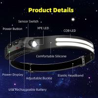 2PCS Lámpara Frontal LED Recargable 230° COB Brillante Para Cabeza Y Casco Rígido Para Adultos Luz De Bandeja USB C - details 1