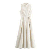 Vestido Largo Con Cremallera Para Mujer TRAF Elegante Y Elegante Vestido Sin Mangas Plisado A-Line Midi Para Fiesta Verano 2024 - details 1