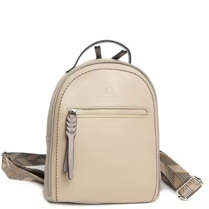 MOCHILA BEIGE CON BOLSILLO DELANTERO Y TRASERO – DETALLES A CONTRATONO Y DISEÑO COMPACTO - 1