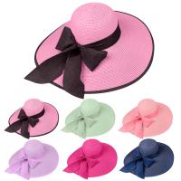 Sombrero De Paja Para Mujer Con Lazo Amplio Y Plegable Protección Solar De Playa Estilo Panama Casual Unisex Tamaño Adulto - details 0