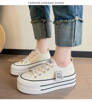 Zapatillas De Lona Multifuncionales Para Deporte Al Aire Libre Para Mujer Negras Con Cordones Plataforma Cómodas Para Adultos - details 9