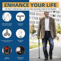 Bastón Plegable Multifuncional Con Luz LED Inteligente Y Alarma Antideslizante Para Ancianos Para Senderismo Ajustable En Longitud - details 2