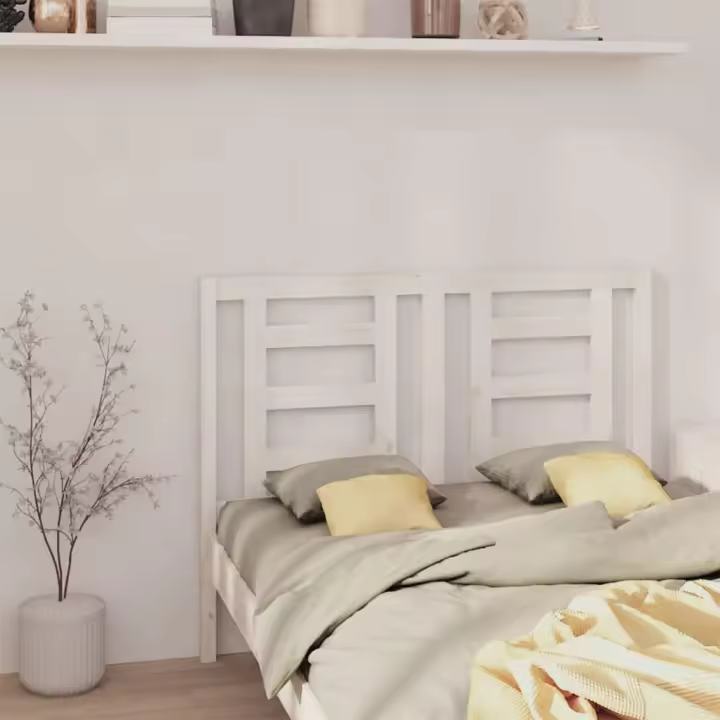 vidaXL Cabecero de cama madera maciza de pino blanco 126x4x100 cm - 1
