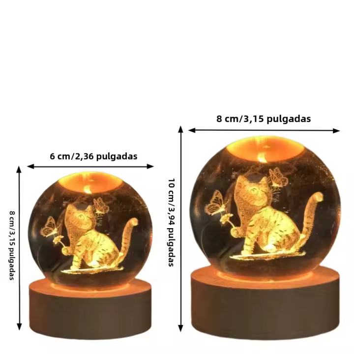 Lámpara De Noche De Cristal Con Grabado Láser 3D Mariposa Gato Canción Decoración De Vidrio Pulido Moderna Regalo De Navidad - 1