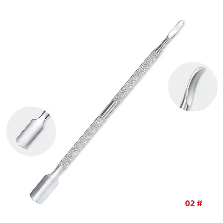 1/4Pc Pusher De Cutícula De Acero Inoxidable Doble Cabeza Para Manicura Herramientas De Arte De Uñas Antideslizante Accesorios Para Eliminar Cutículas - 1