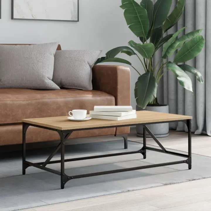 vidaXL Mesa de centro madera contrachapada roble Sonoma 100x50x35 cm - 1