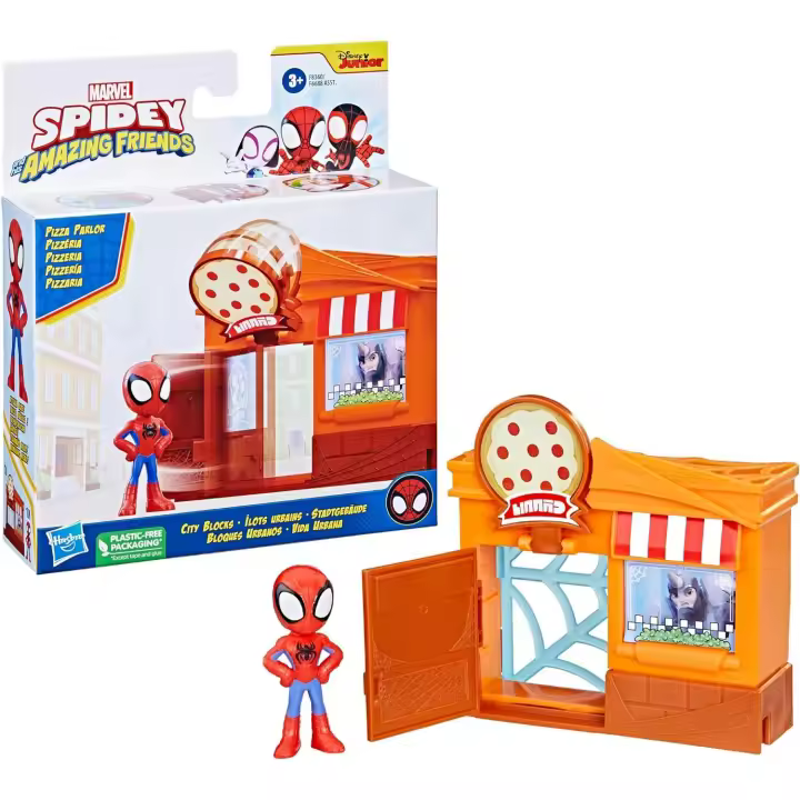 Marvel Spidey y sus increíbles amigos City Blocks Spidey Pizza Parlor Hasbro F8360 - 1