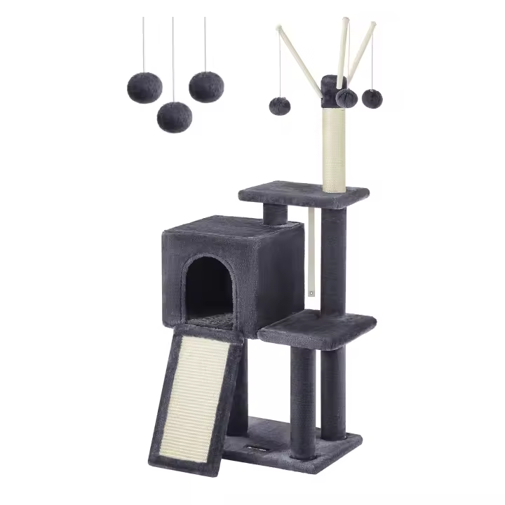 FEANDREA Árbol de Gatos, Torre de Juegos, Gatito, Gris Claro/Gris Antracita - 1